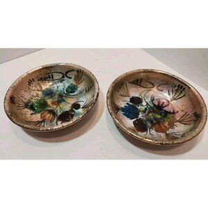 Vtg MCM Landau California 1958 Set of 2 Enamel On Copper Bowls 5.5"